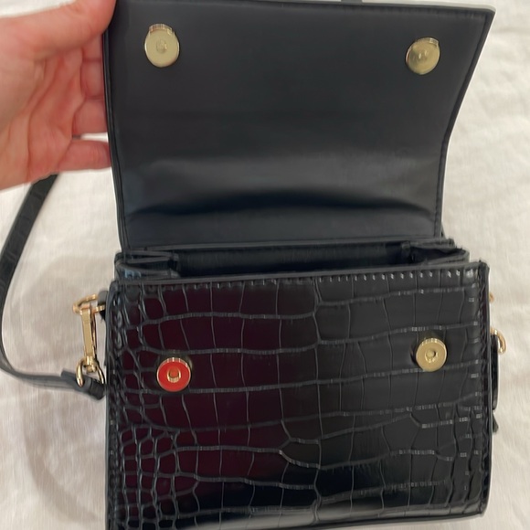 Mango faux croc vegan leather crossbody bag with top handle - Picture 3 of 5